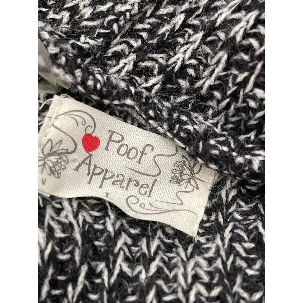 Poof Apparel Women Black/ White Open Front Criss-Cross Back Cardigan Size L